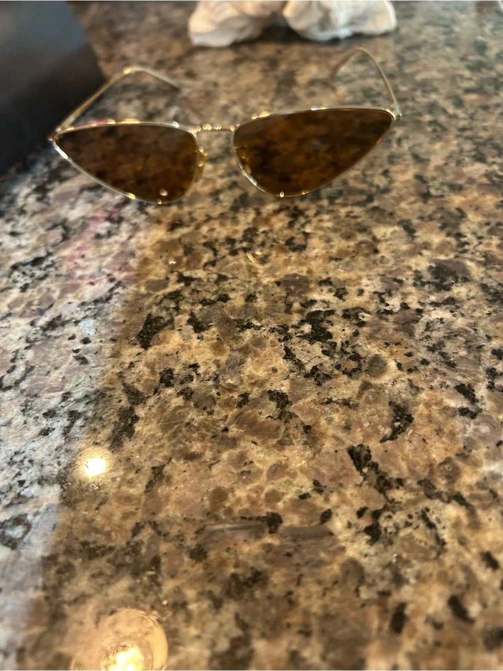 Saint Laurent SL487 003 Gold Brown Cat Eye Sunglasses + Case